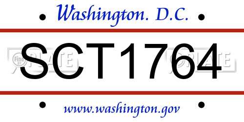 SCT1764 District Of Columbia License Plate