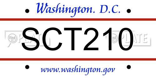 SCT210 District Of Columbia License Plate