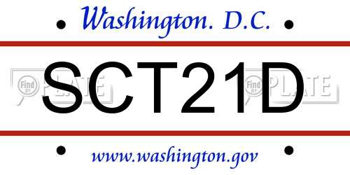 SCT21D District Of Columbia License Plate