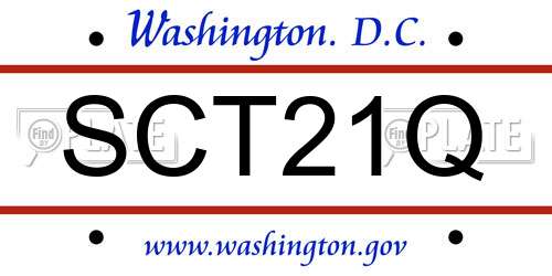 SCT21Q District Of Columbia License Plate