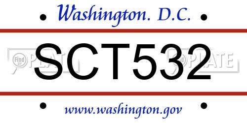 SCT532 District Of Columbia License Plate
