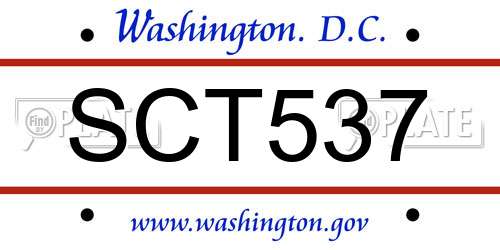 SCT537 District Of Columbia License Plate