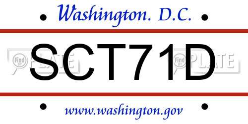 SCT71D District Of Columbia License Plate