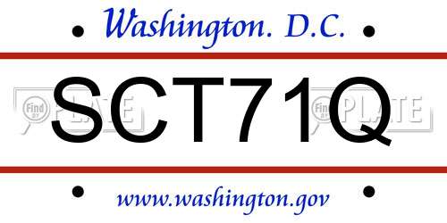SCT71Q District Of Columbia License Plate