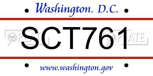 SCT761 District Of Columbia License Plate