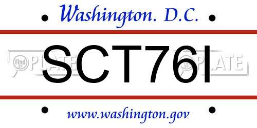 SCT76I District Of Columbia License Plate