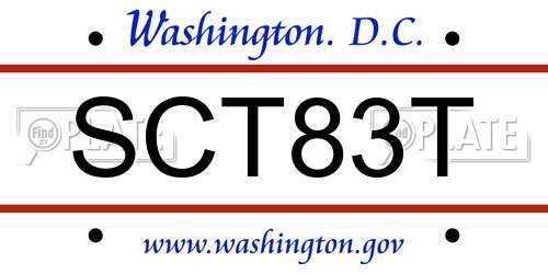 SCT83T District Of Columbia License Plate