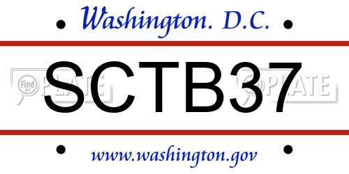 SCTB37 District Of Columbia License Plate