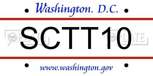 SCTT10 District Of Columbia License Plate