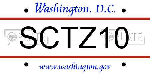 SCTZ10 District Of Columbia License Plate