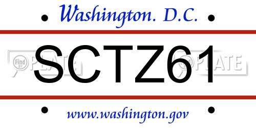 SCTZ61 District Of Columbia License Plate