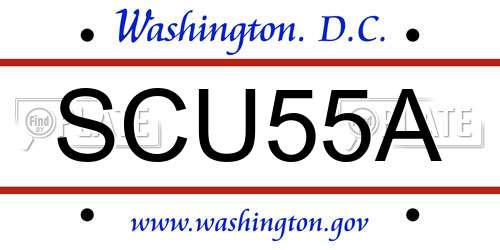 SCU55A District Of Columbia License Plate