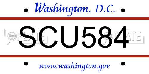 SCU584 District Of Columbia License Plate