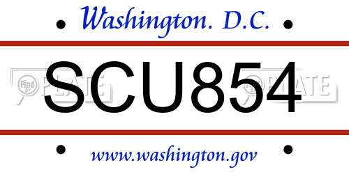 SCU854 District Of Columbia License Plate
