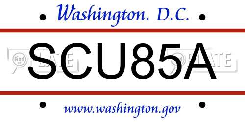 SCU85A District Of Columbia License Plate