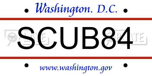 SCUB84 District Of Columbia License Plate