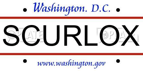 SCURLOX District Of Columbia License Plate