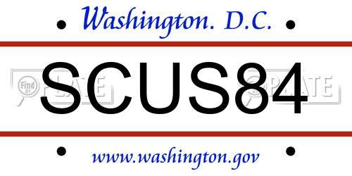 SCUS84 District Of Columbia License Plate