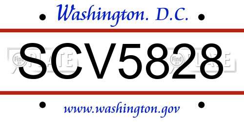SCV5828 District Of Columbia License Plate