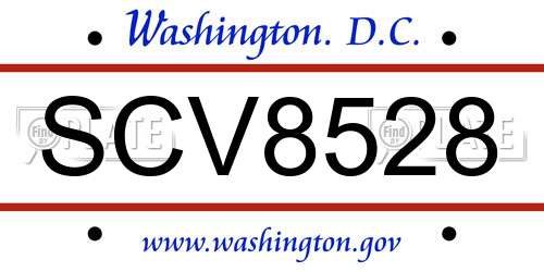 SCV8528 District Of Columbia License Plate