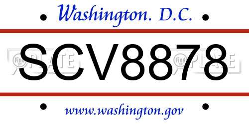 SCV8878 District Of Columbia License Plate