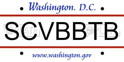 SCVBBTB District Of Columbia License Plate