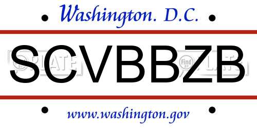 SCVBBZB District Of Columbia License Plate