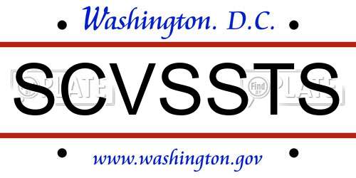 SCVSSTS District Of Columbia License Plate