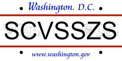 SCVSSZS District Of Columbia License Plate
