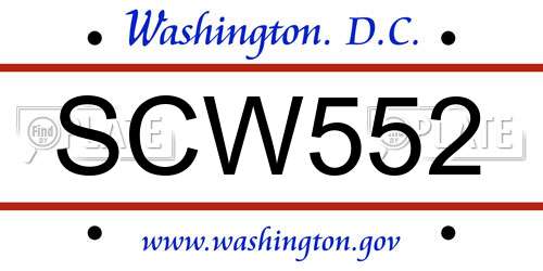 SCW552 District Of Columbia License Plate