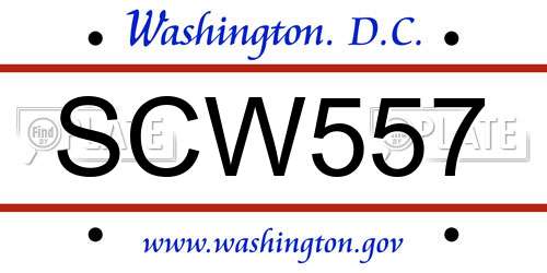 SCW557 District Of Columbia License Plate