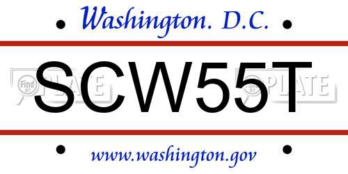 SCW55T District Of Columbia License Plate
