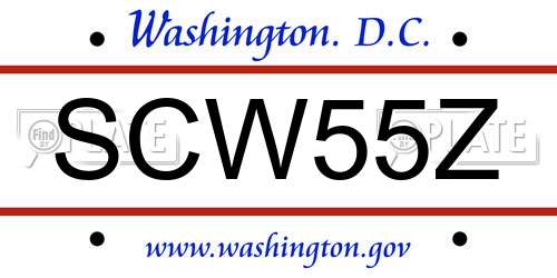 SCW55Z District Of Columbia License Plate