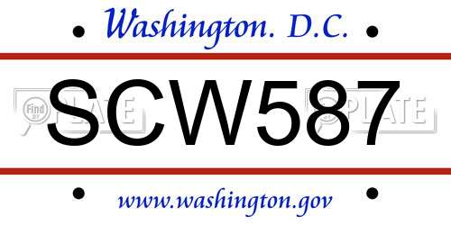 SCW587 District Of Columbia License Plate