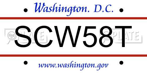 SCW58T District Of Columbia License Plate
