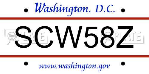 SCW58Z District Of Columbia License Plate