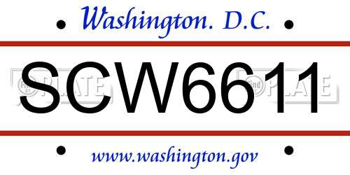 SCW6611 District Of Columbia License Plate