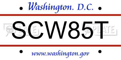 SCW85T District Of Columbia License Plate