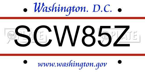 SCW85Z District Of Columbia License Plate