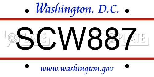 SCW887 District Of Columbia License Plate