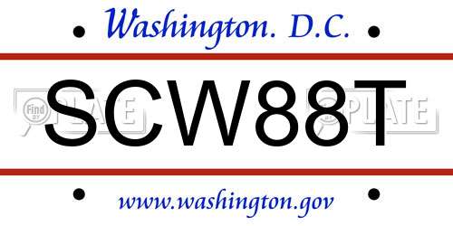 SCW88T District Of Columbia License Plate