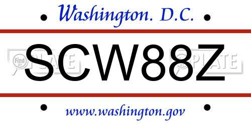 SCW88Z District Of Columbia License Plate
