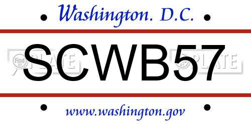 SCWB57 District Of Columbia License Plate