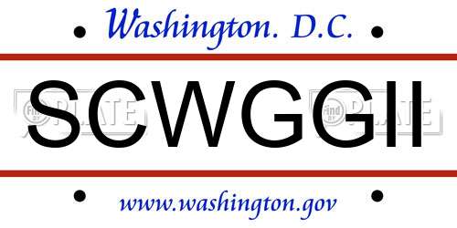 SCWGGII District Of Columbia License Plate