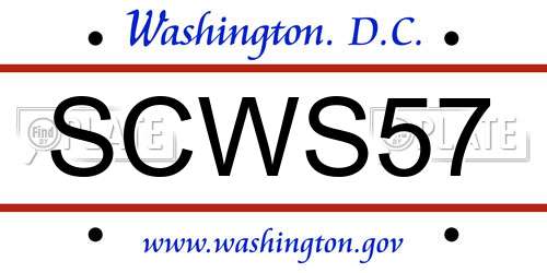 SCWS57 District Of Columbia License Plate