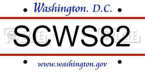SCWS82 District Of Columbia License Plate