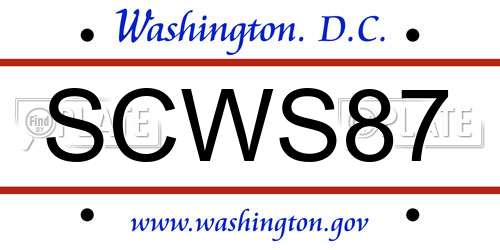 SCWS87 District Of Columbia License Plate