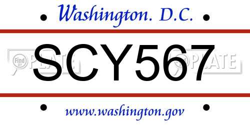 SCY567 District Of Columbia License Plate