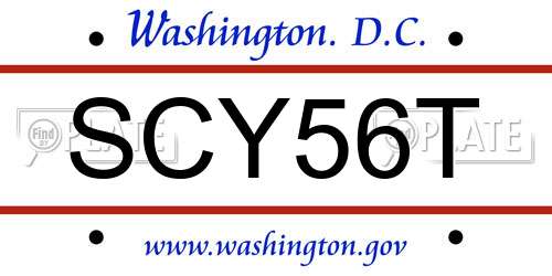 SCY56T District Of Columbia License Plate