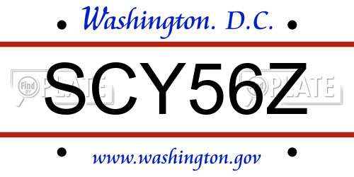SCY56Z District Of Columbia License Plate